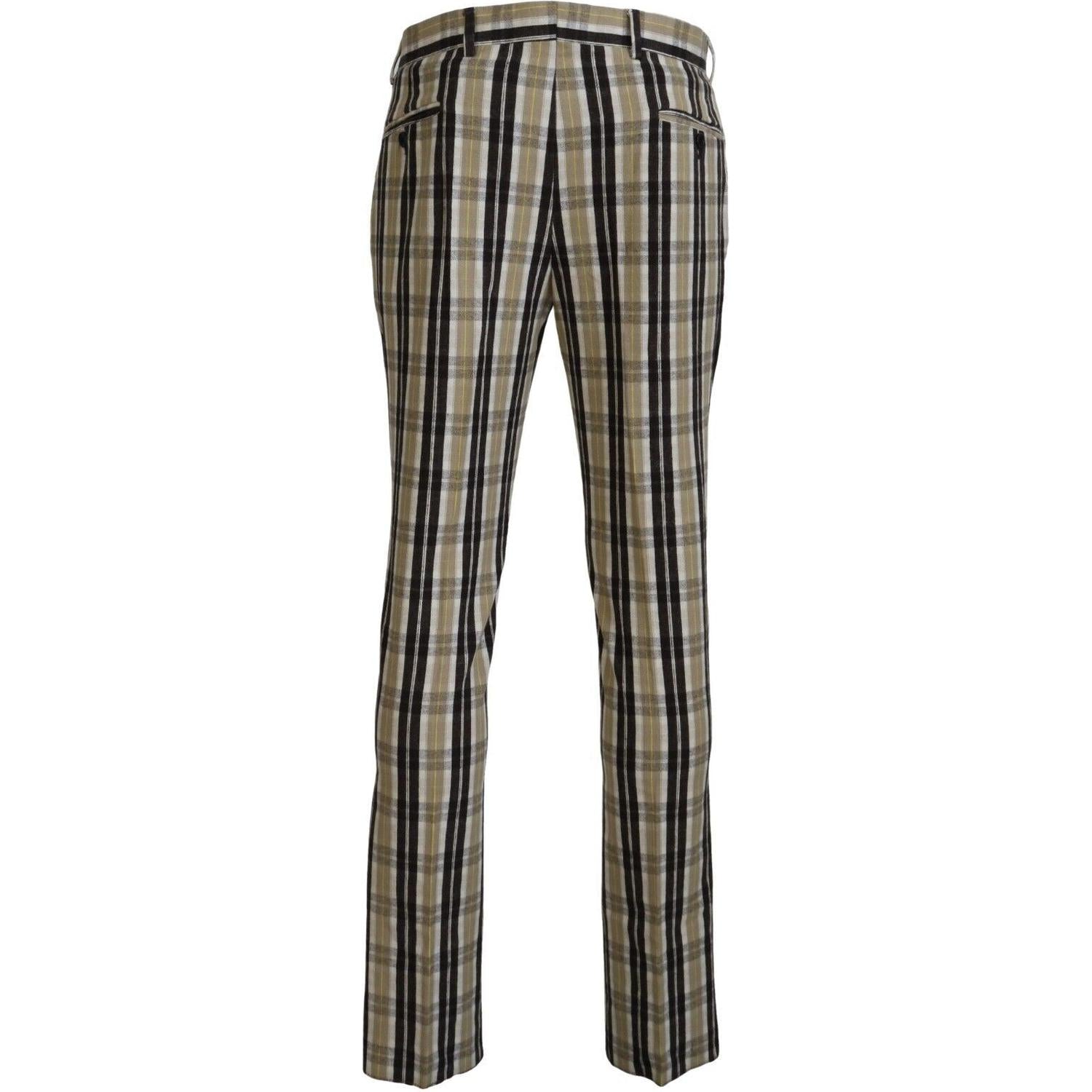 BENCIVENGA Multicolor Checkered Cotton Straight Fit Men Pants