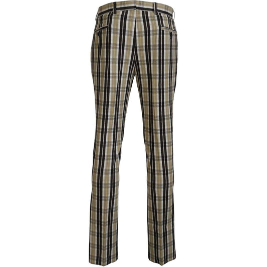 Chic Multicolor Checkered Cotton Pants