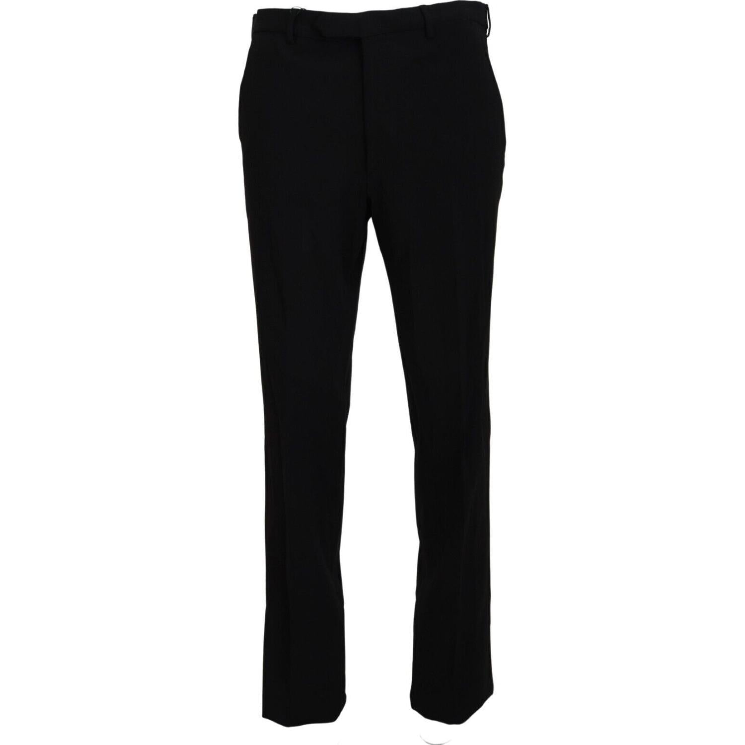 BENCIVENGA Black Straight Fit Men Formal Trousers Pants