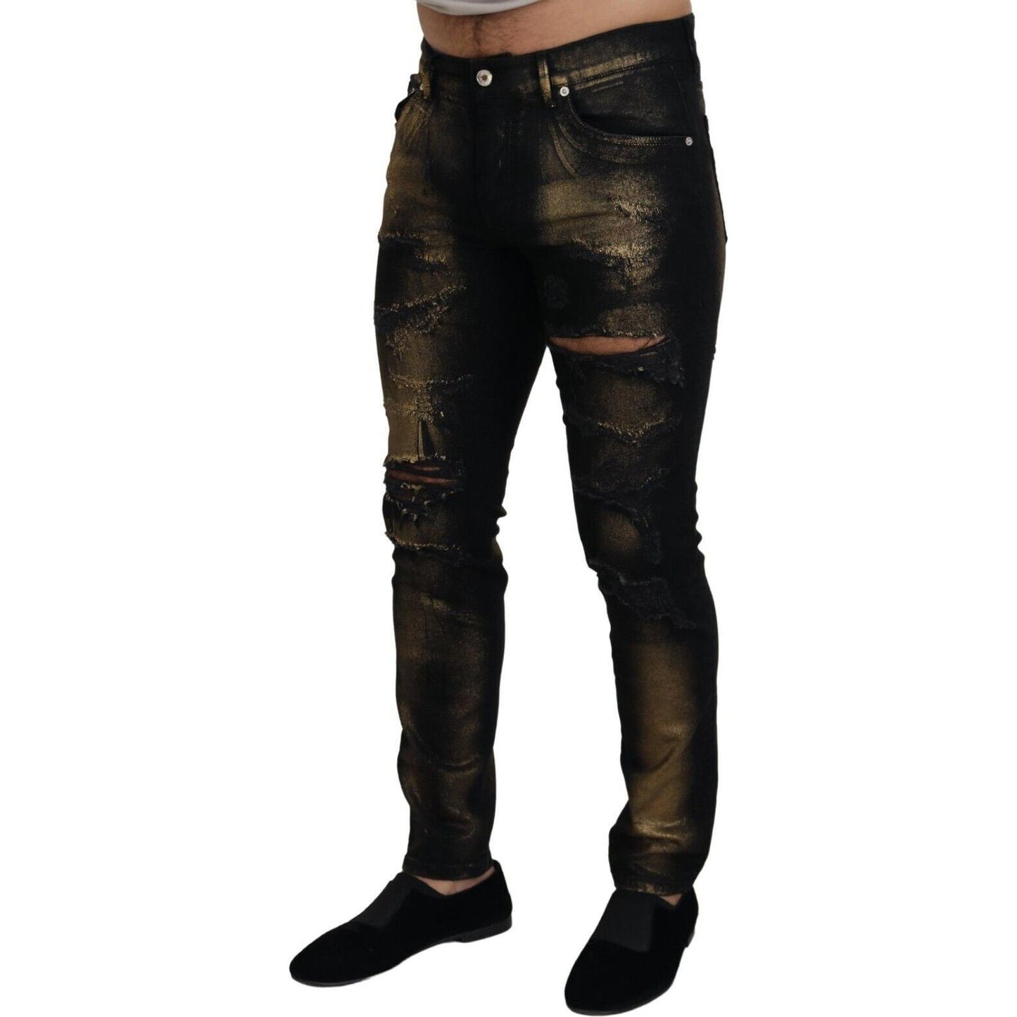 Elegant Black Gold Dust Jeans