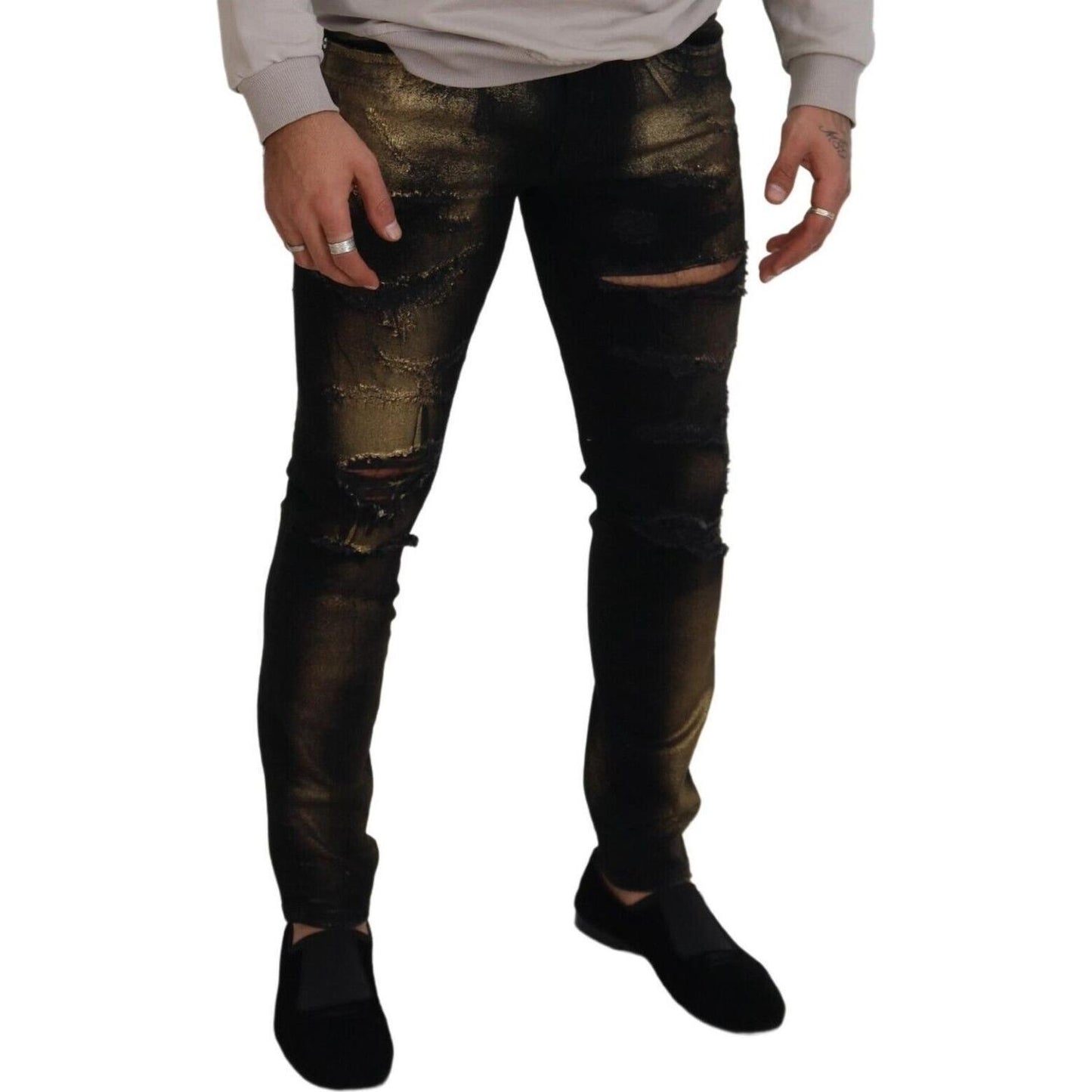 Elegant Black Gold Dust Jeans