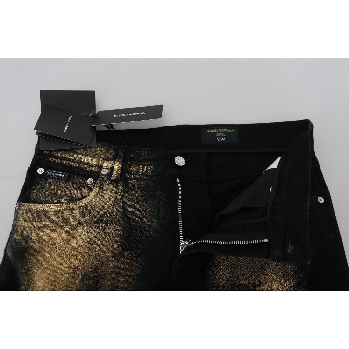 Elegant Black Gold Dust Jeans