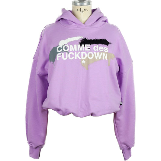 Chic Purple Hooded Sweatshirt with Logo Print Comme Des Fuckdown