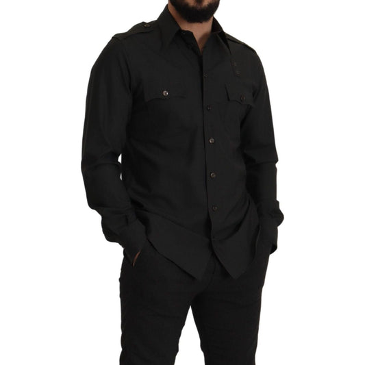 Elegant Slim Fit Dark Green Cotton Shirt Dolce & Gabbana