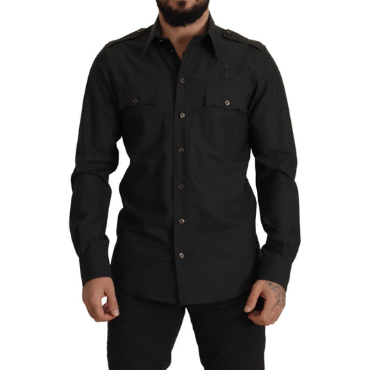 Elegant Slim Fit Dark Green Cotton Shirt Dolce & Gabbana