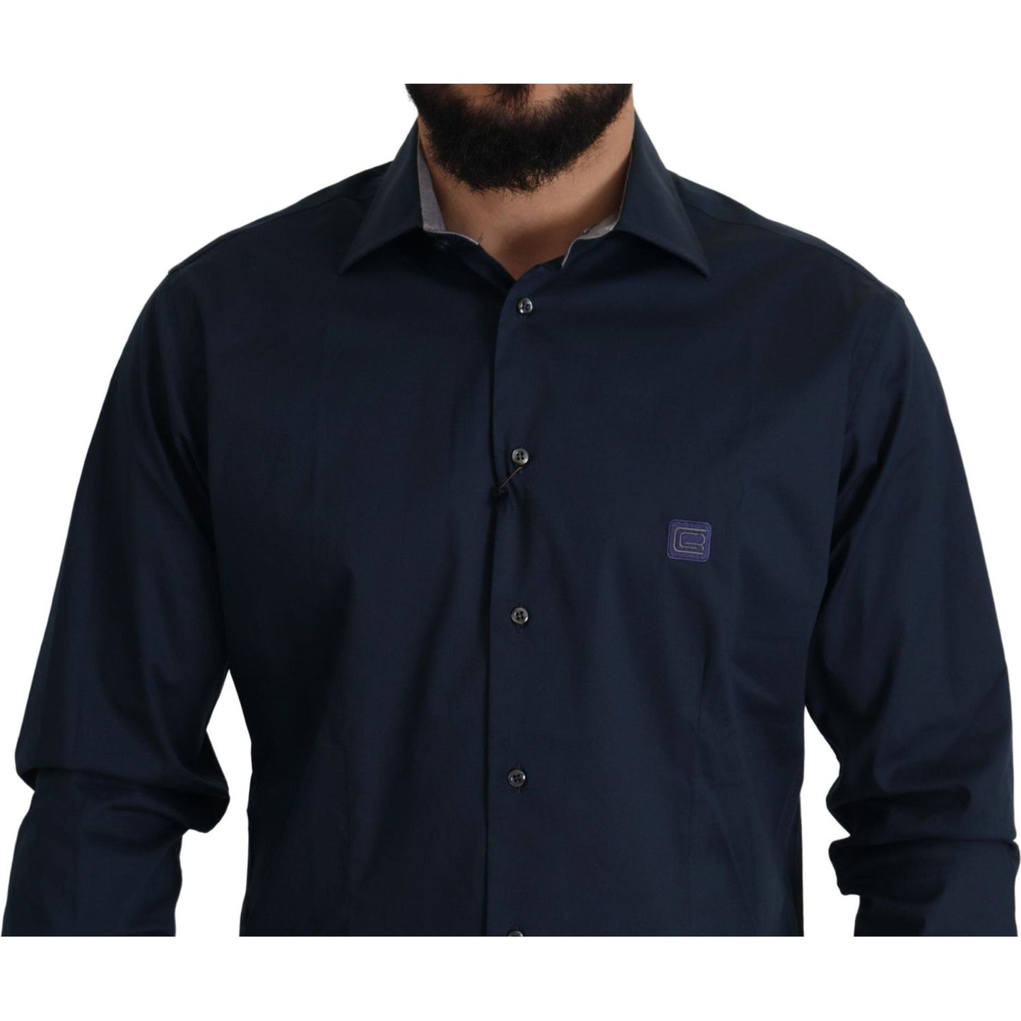 Navy Elegance Cotton Dress Shirt