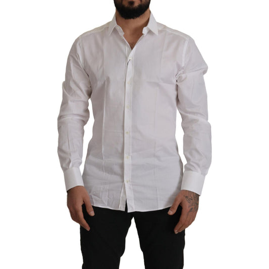 Elegant White Cotton Dress Shirt