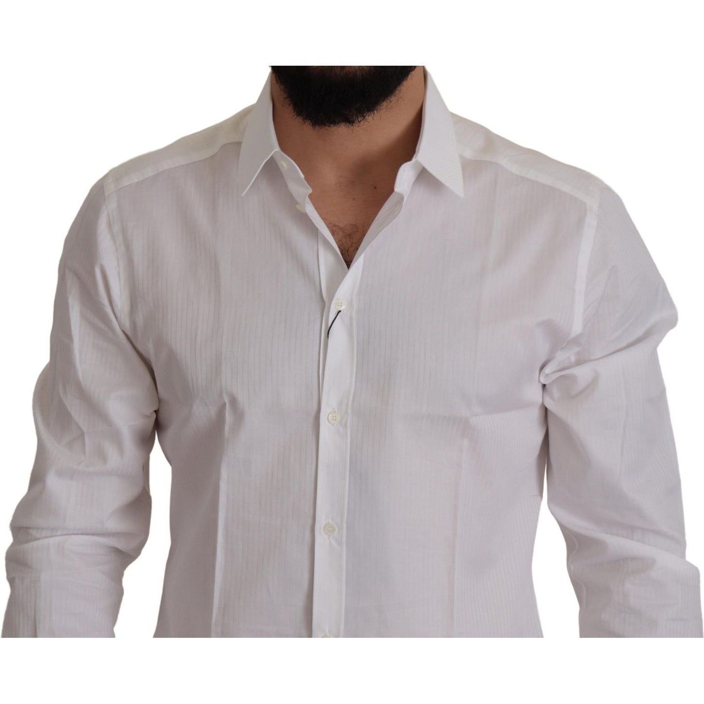 Elegant White Cotton Dress Shirt