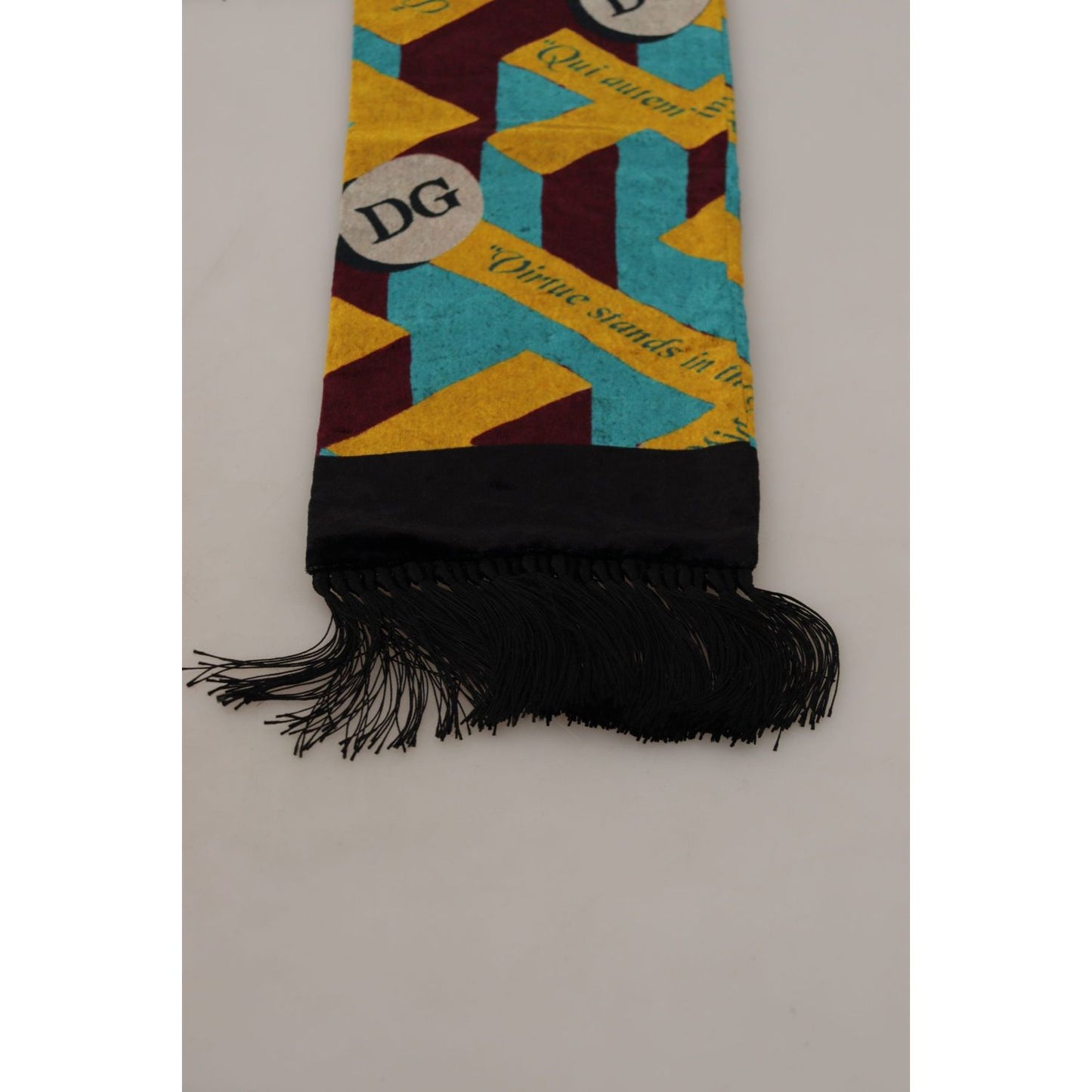 Dolce & Gabbana Multicolor DG Logo Print Shawl Wrap Fringe Scarf