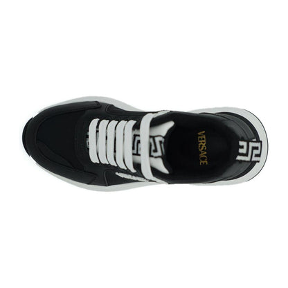 Versace Black and White Calf Leather Sneakers
