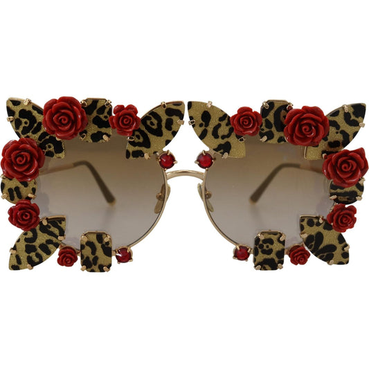 Dolce & Gabbana Elegant Round Rose-Embellished Sunglasses