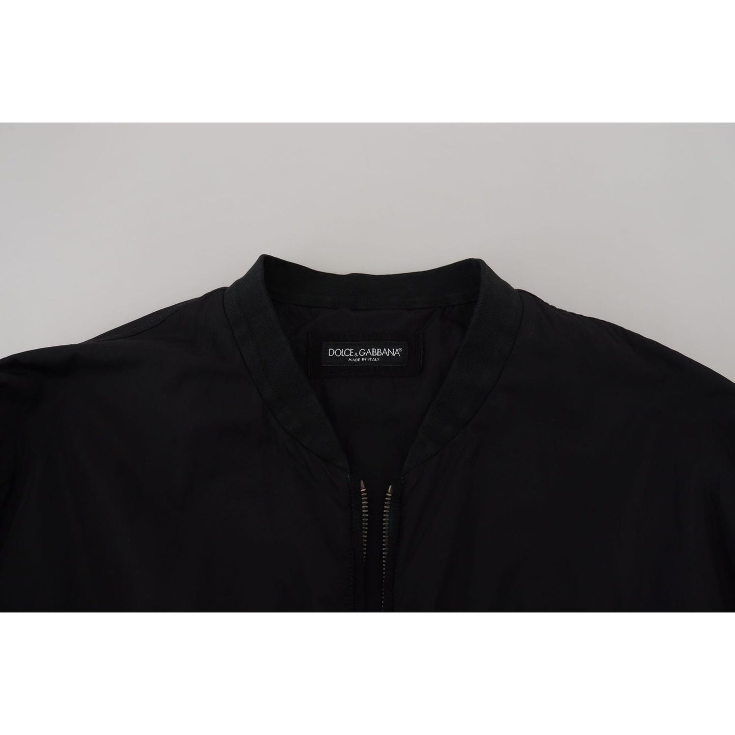 Dolce & Gabbana Black Nylon Logo Bomber Zipper Jacket