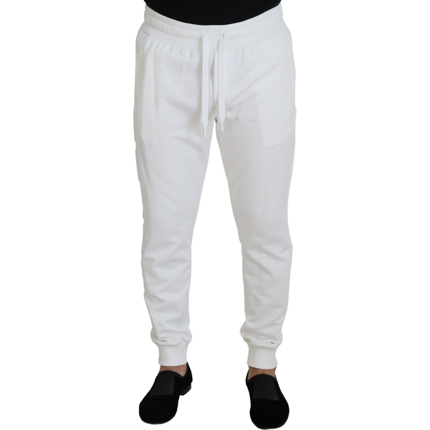 Elegant White Cotton Sweatpants