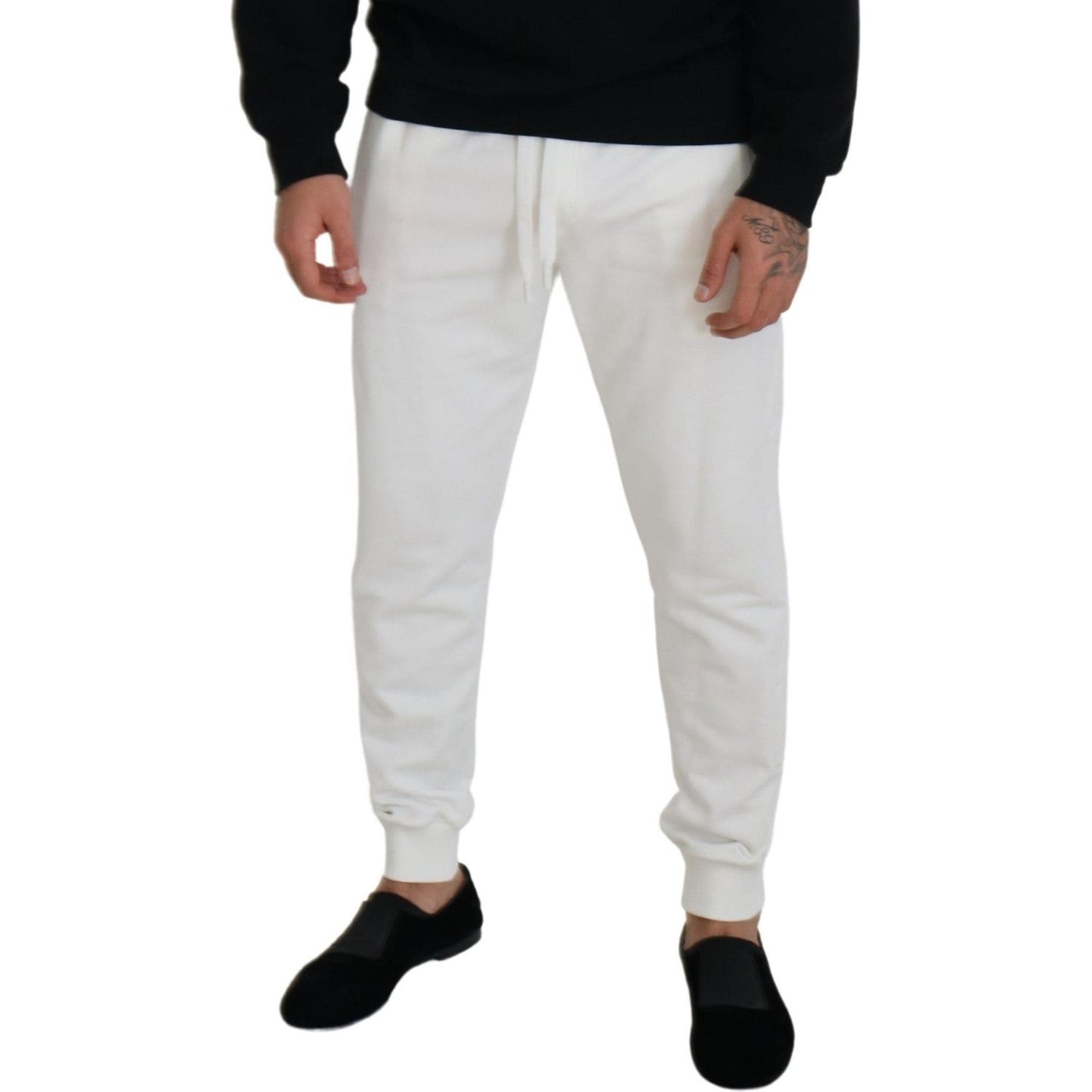 Elegant White Cotton Sweatpants