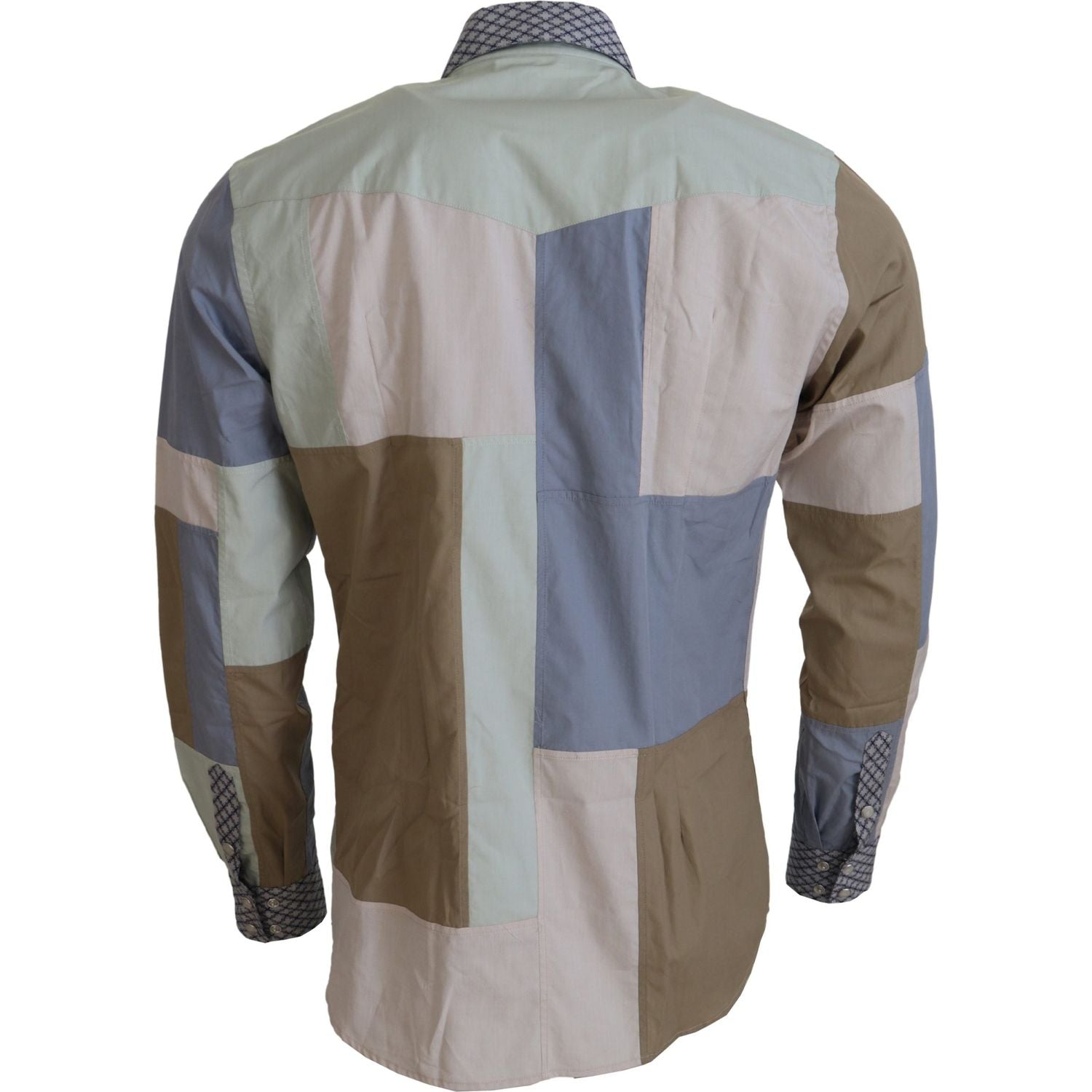 Dolce & Gabbana Multicolor Cotton Patchwork Slim Shirt