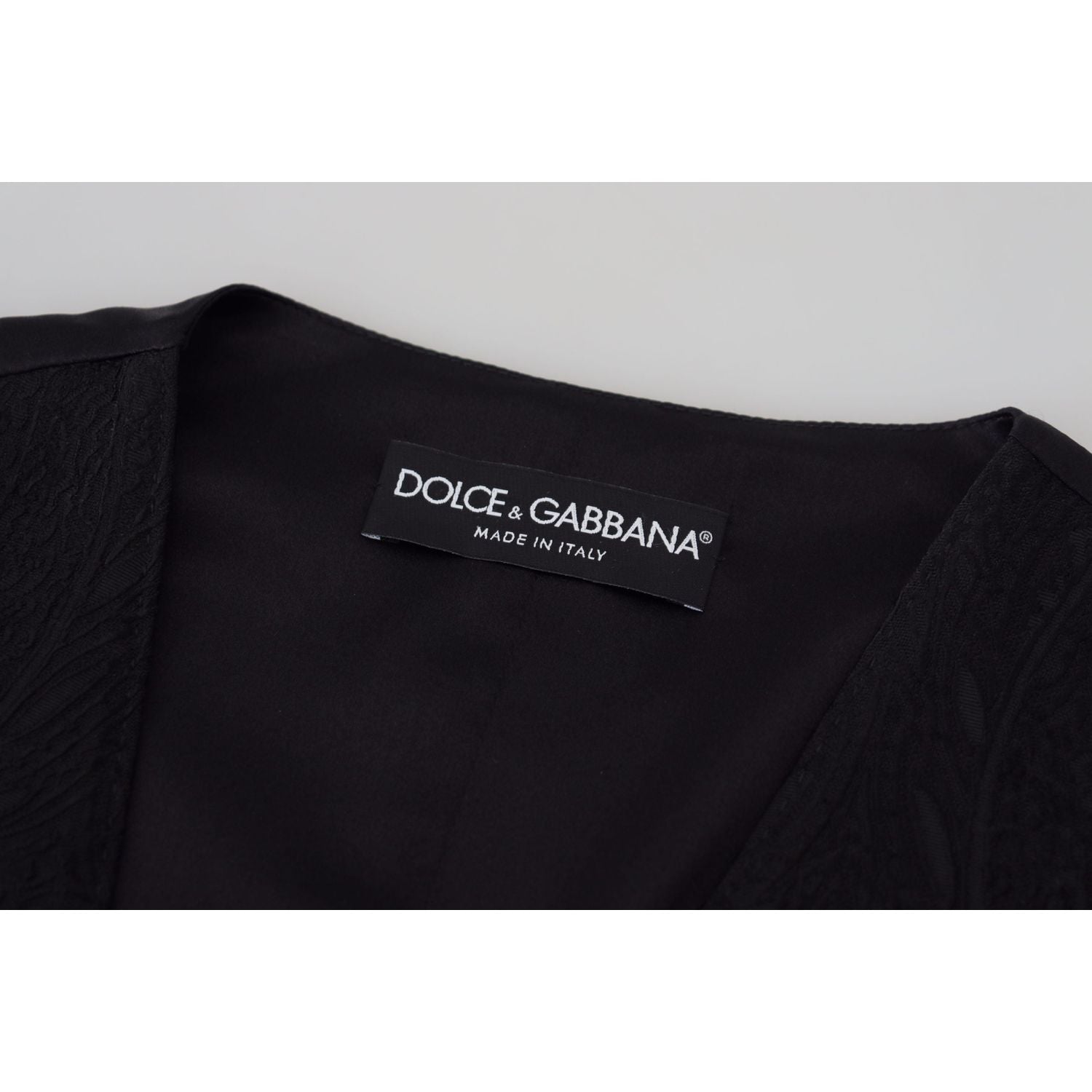 Dolce & Gabbana Black Brocade Button Down Sleeveless Vest Top