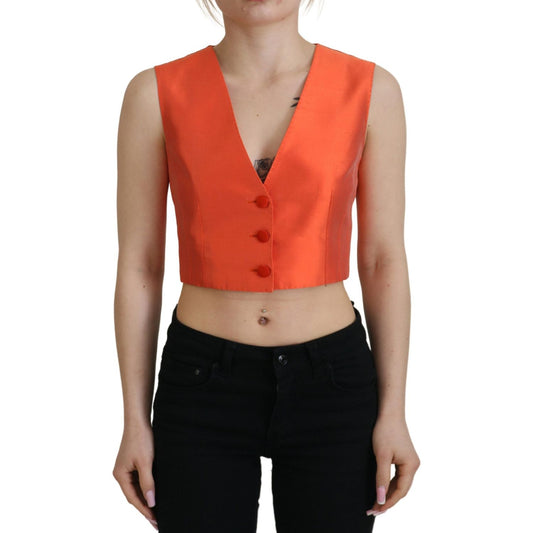 Elegant Orange Silk Waistcoat