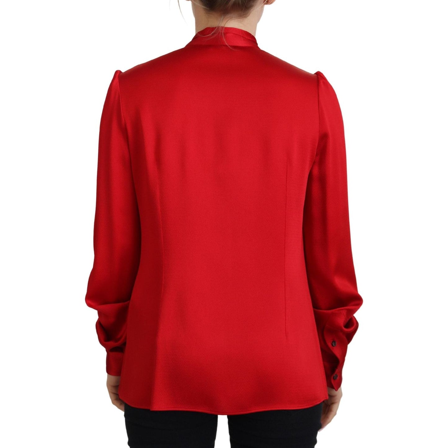 Elegant Red Ascot Collar Blouse