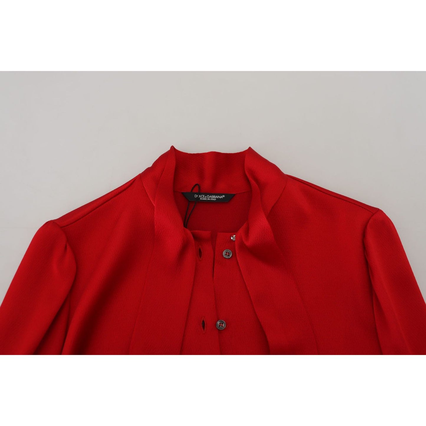 Elegant Red Ascot Collar Blouse