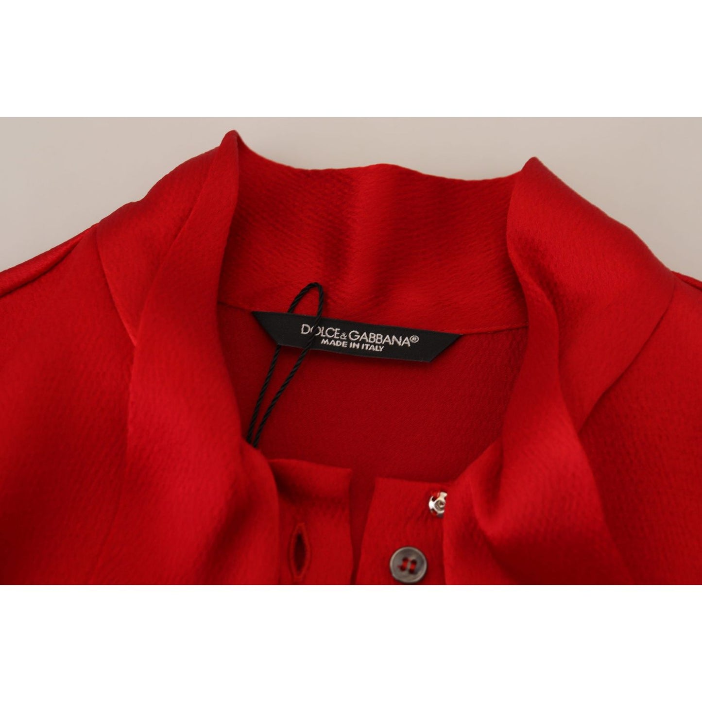 Elegant Red Ascot Collar Blouse