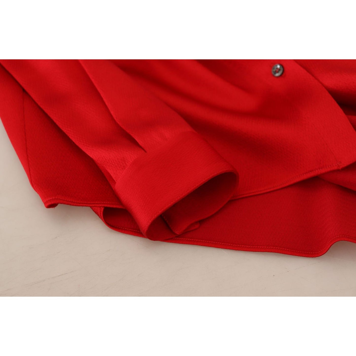 Elegant Red Ascot Collar Blouse