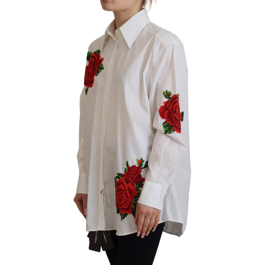 Elegant Floral Embroidered Silk Blend Shirt