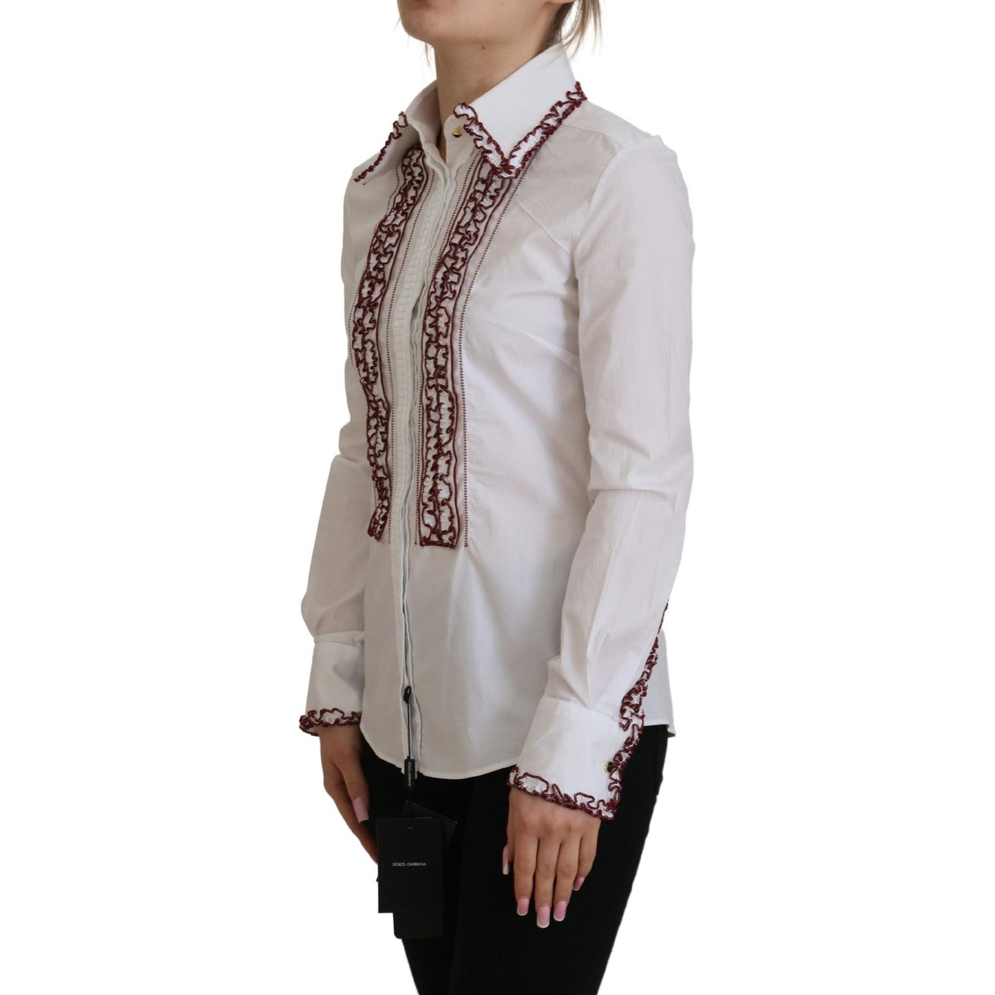 Elegant White Cotton Polo Top