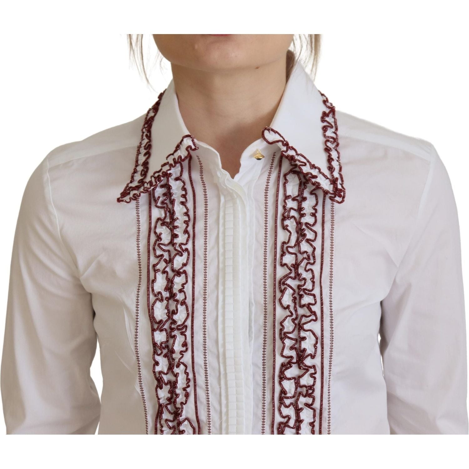 قميص بولو أبيض أنيق من القطن من دولتشي آند غابانا