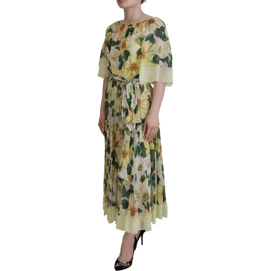 Floral Silk Pleated Maxi Dress