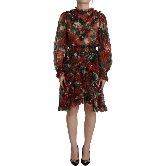 Elegant Multicolor A-Line Silk Dress Dolce & Gabbana