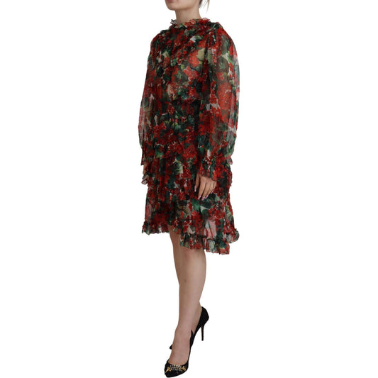 Elegant Multicolor A-Line Silk Dress Dolce & Gabbana