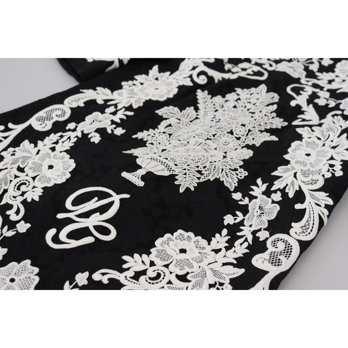 Dolce & Gabbana Black Lace Trim Half Sleeves A-line Dress