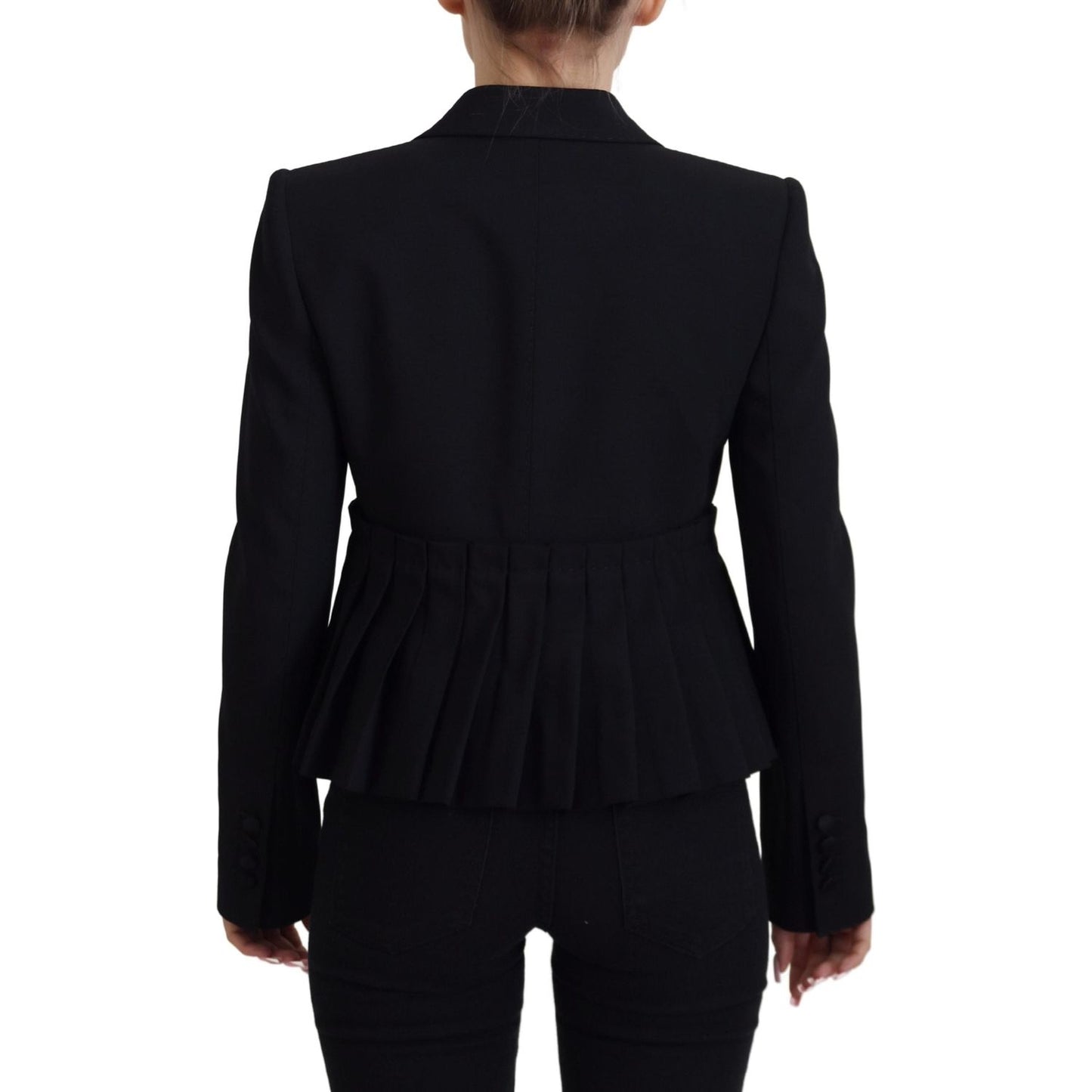 Elegant Black Stretch Wool Blazer