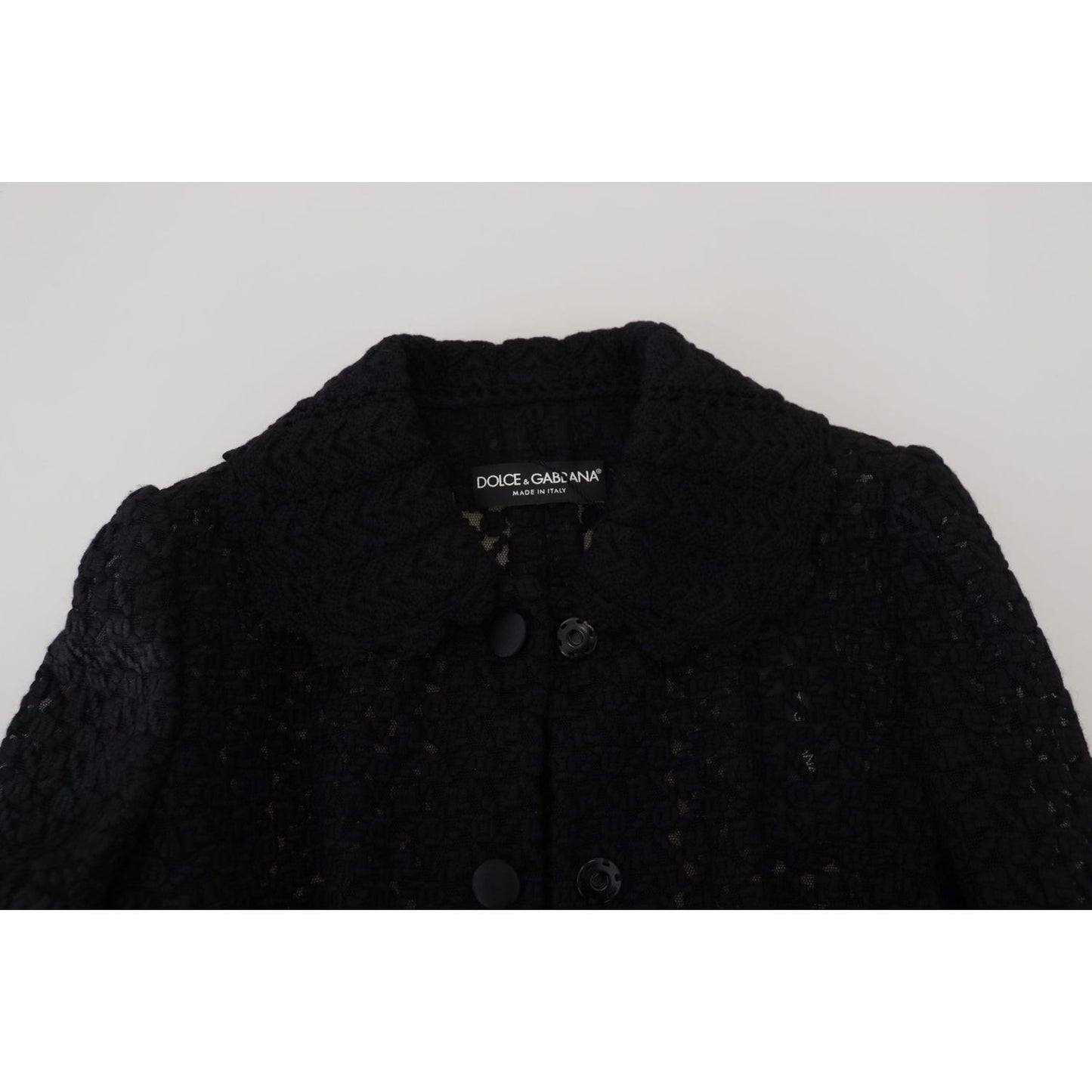 Elegant Black Wool Blend Button Down Jacket