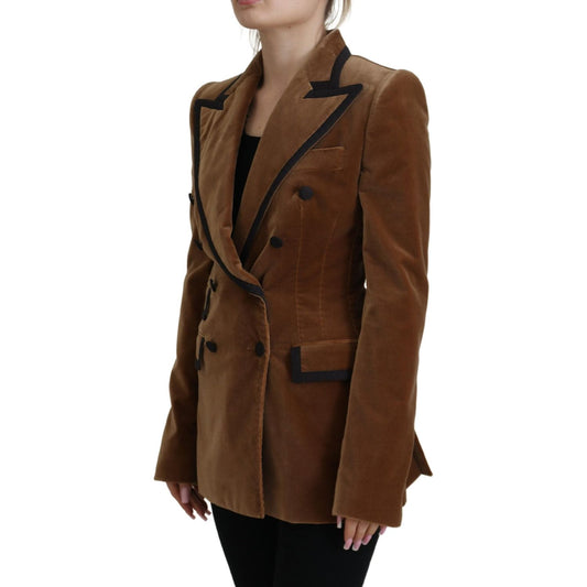 Elegant Double Breasted Brown Blazer Jacket