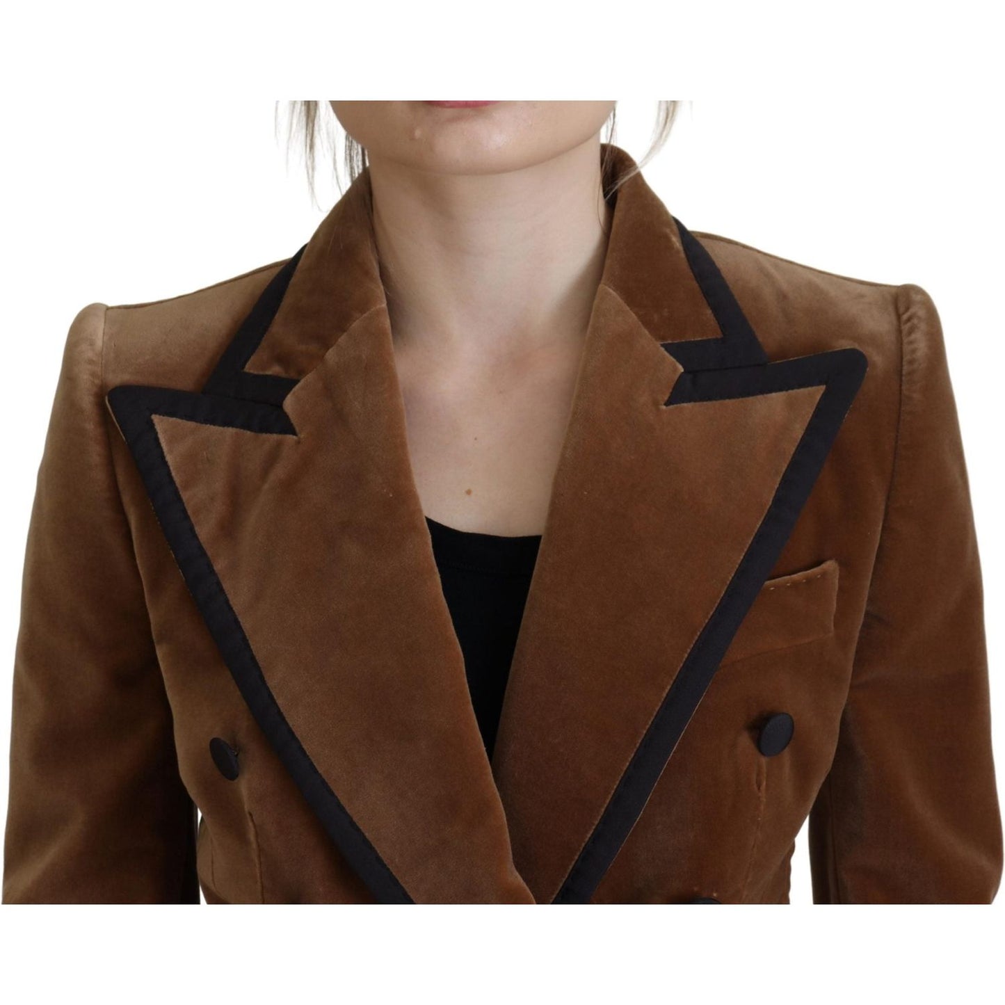 Elegant Double Breasted Brown Blazer Jacket