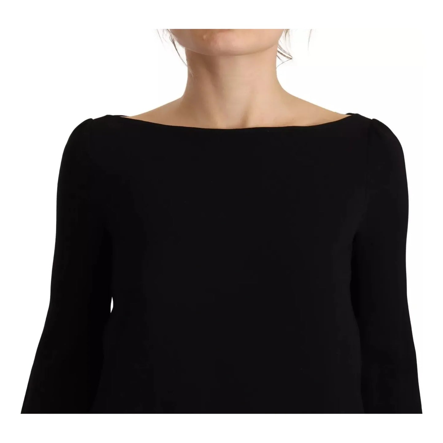 Dsquared² Black Long Sleeves Side Slit Floor Length Dress black-long-sleeves-side-slit-floor-length-dress