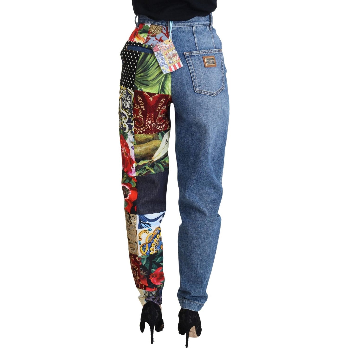 Patchwork Jacquard Blue Denim Luxury Jeans