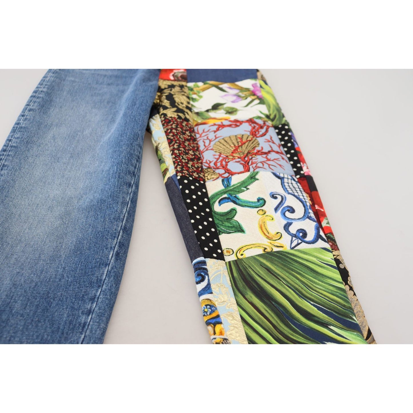 Patchwork Jacquard Blue Denim Luxury Jeans