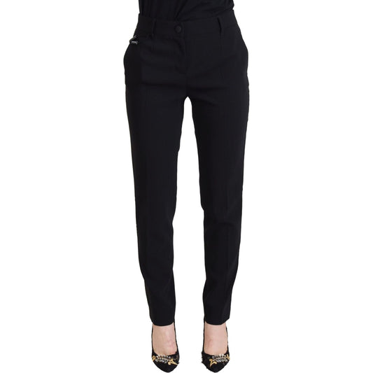 Elegant Black Wool-Silk Pants Dolce & Gabbana