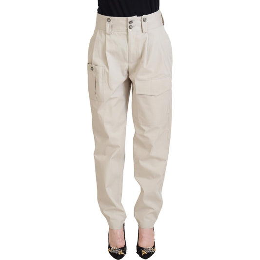 Chic Beige Cotton Trousers for Elegant Comfort