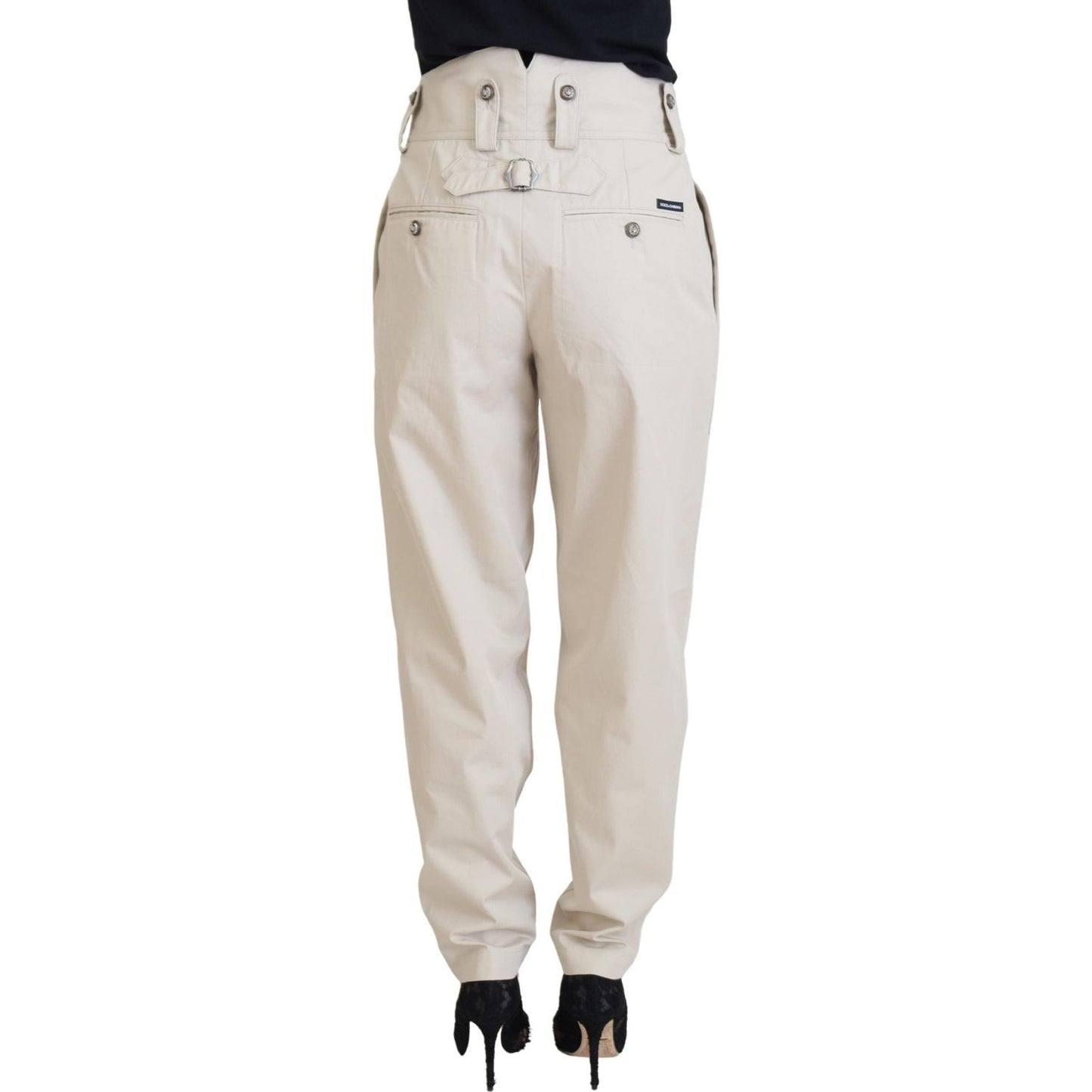 Dolce & Gabbana Beige High Waist Women Pants