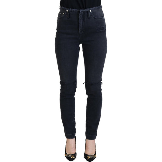 Sleek Black Denim Pants - Italian Couture