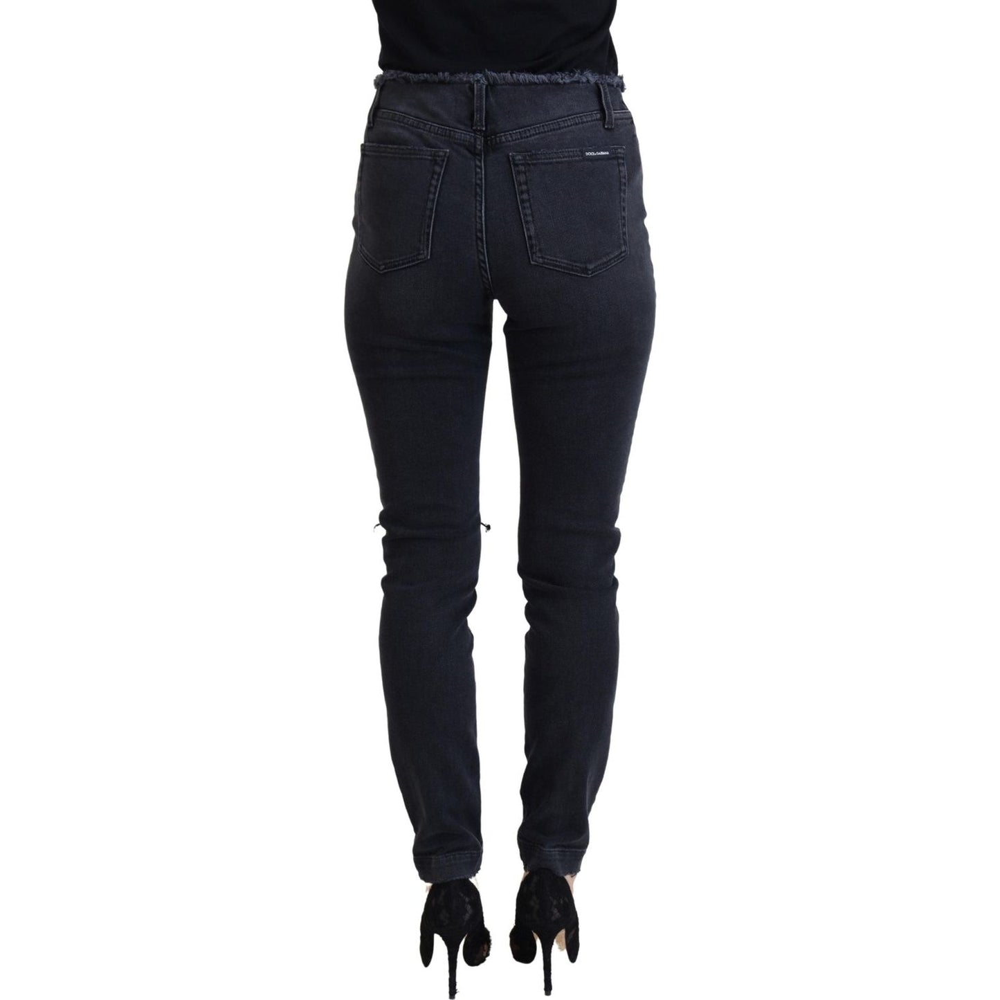 Sleek Black Denim Pants - Italian Couture