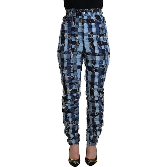 Multicolor Patchwork High-Waist Skinny Jeans