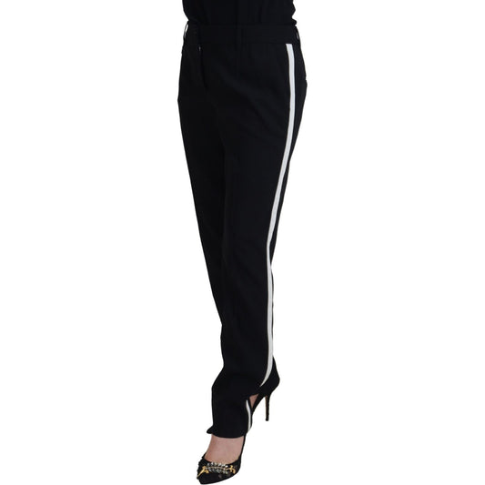 Elegant Black Wool-Silk Blend Trousers