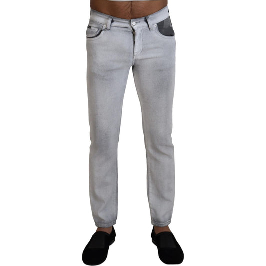 Elegant Gray Washed Cotton Blend Pants Dolce & Gabbana