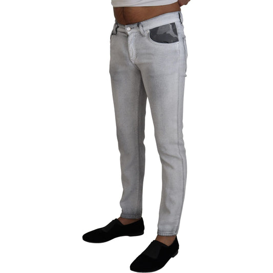 Elegant Gray Washed Cotton Blend Pants Dolce & Gabbana