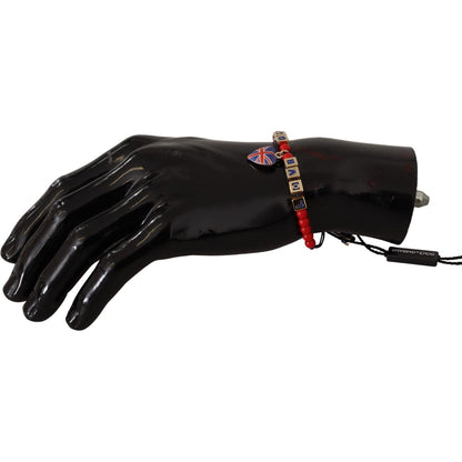 Dolce & Gabbana Red Blue Beaded DG LOVES LONDON Flag Branded Bracelet Bracelet