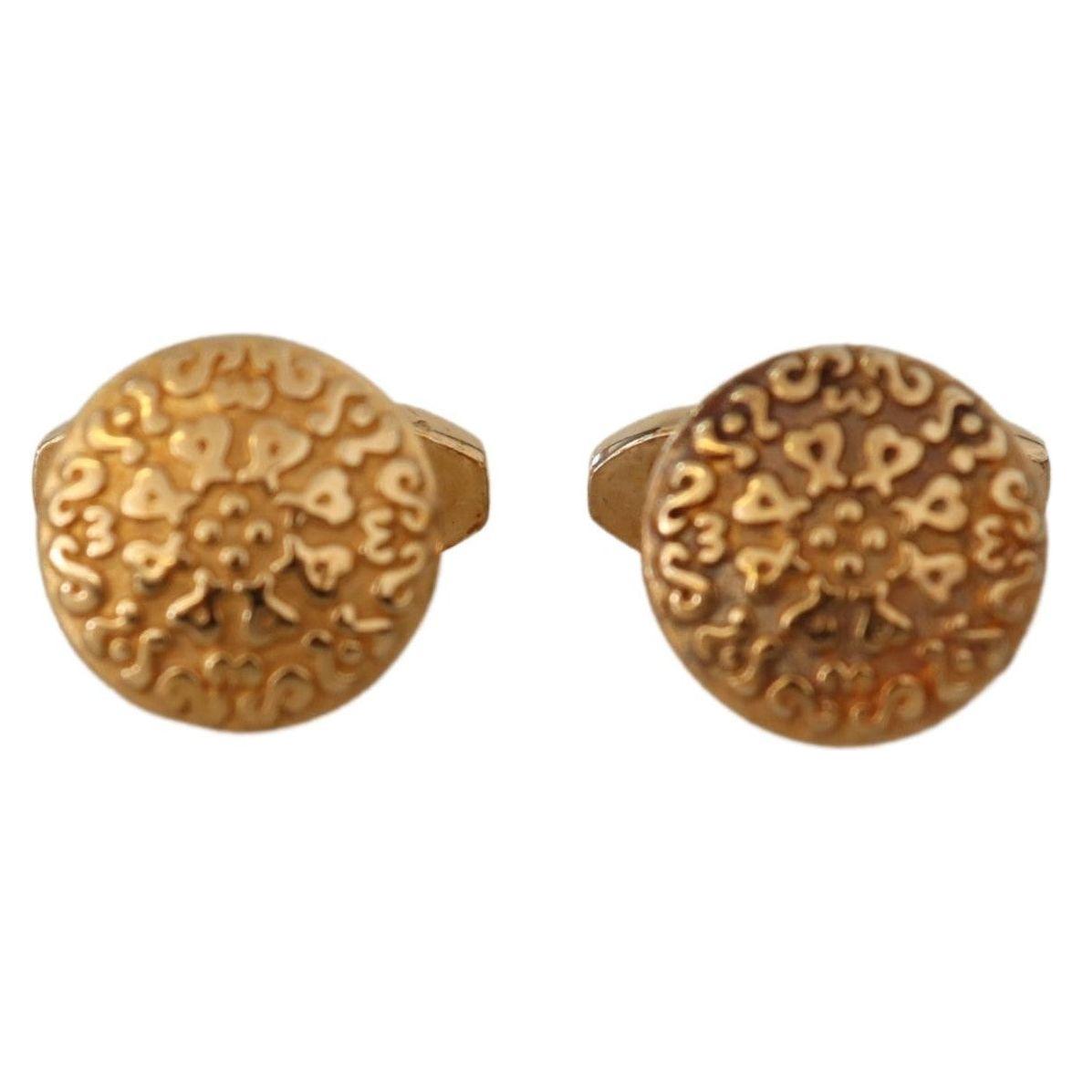 Dolce & Gabbana Gold Plated Brass Round Pin Men Cufflinks Cufflinks